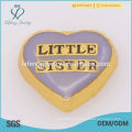 Charms en forme de coeur avec lettre LITTER SISTER pour pendentif relevé